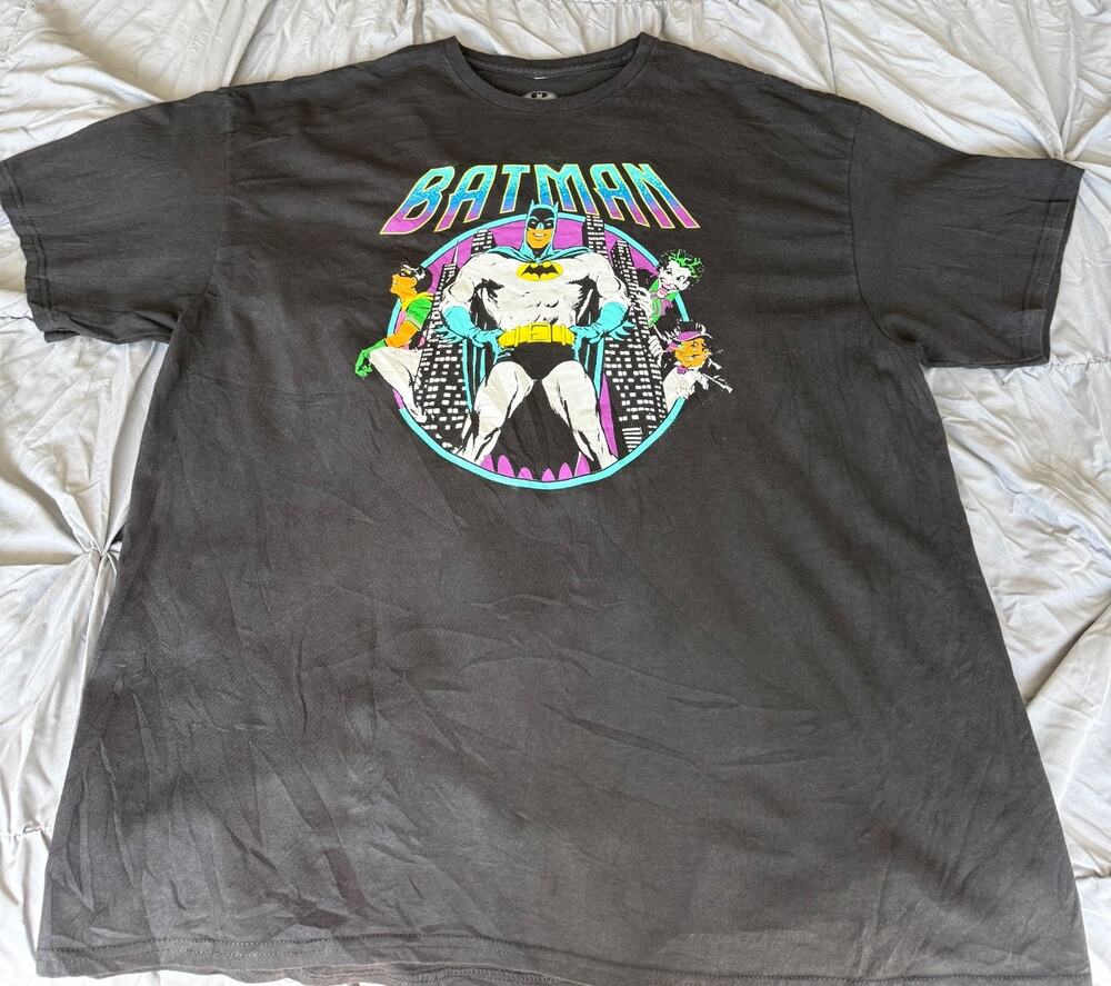 Men's Batman T-Shirt Black XXL Graphic Vintage 100% Cotton